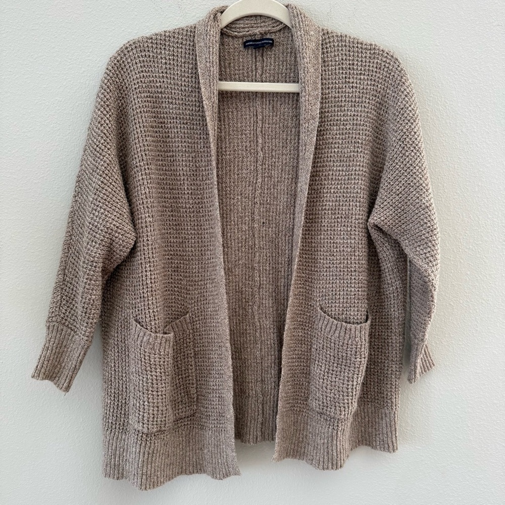 American Eagle Outfitters Tan Open Front Cardigan with Pockets XS S
